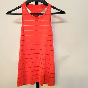 Athleta Racerback Tank Coral Burn Out stripes Sm